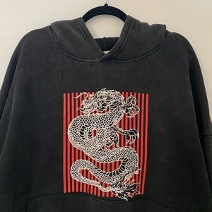 Washed Gray Graphic Hoodie